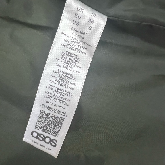 ASOS Design Oversized Denim Wadded Jacket with Cord Collar in Camel US 6 - Picture 5 of 11